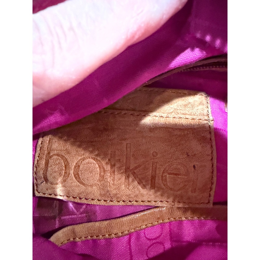 Botkier Satchel Bag Tan Pebbled Leather Gold Hardware Pink Lining Handbag - Picture 3 of 8